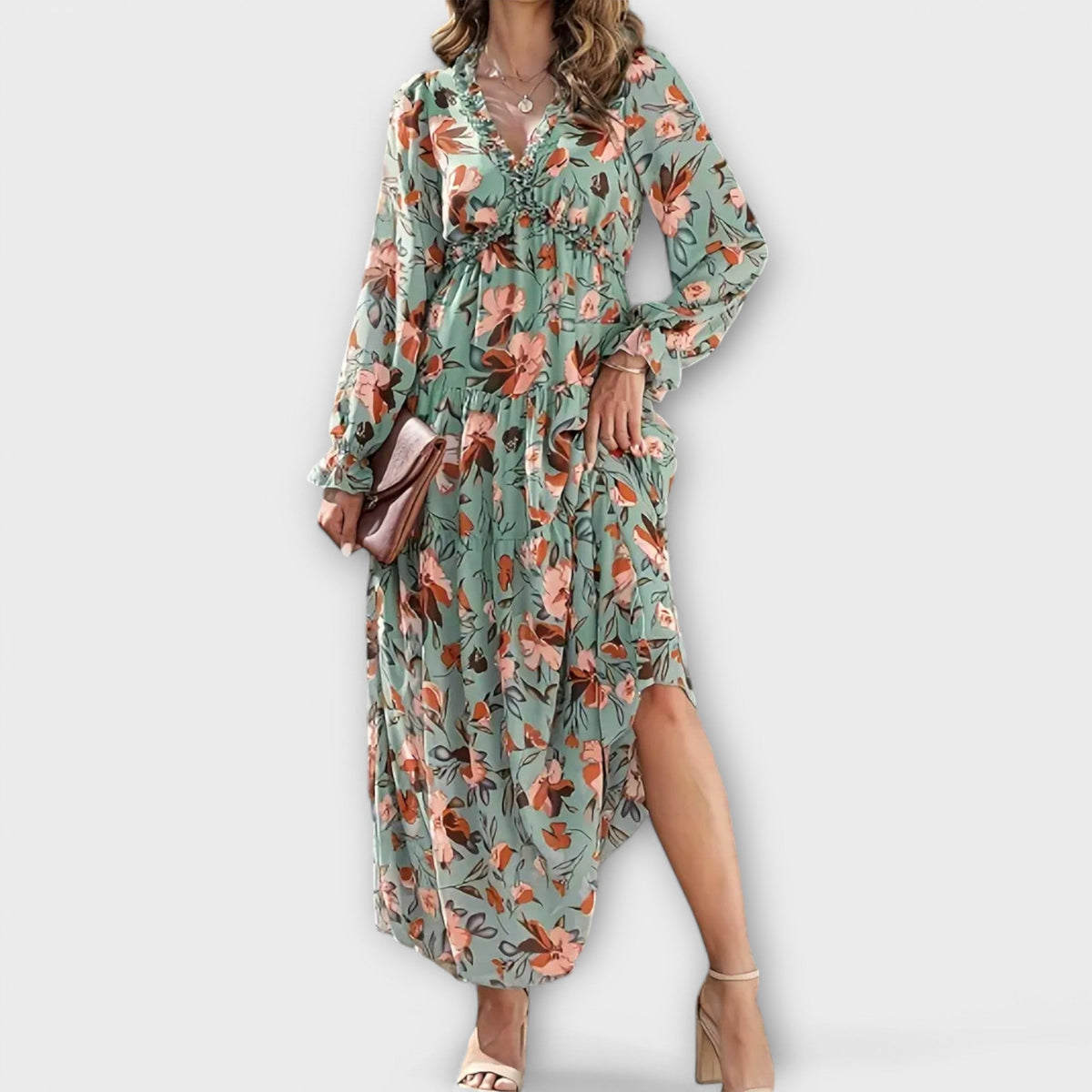 Women's Floral Maxi Dress | Pleated