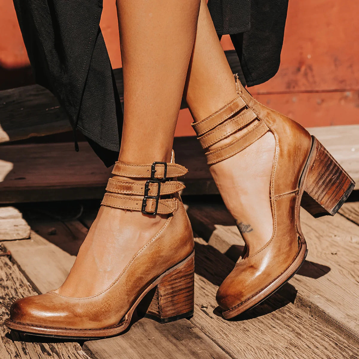 Heels For Women | Ankle Strap Block Heel Boot