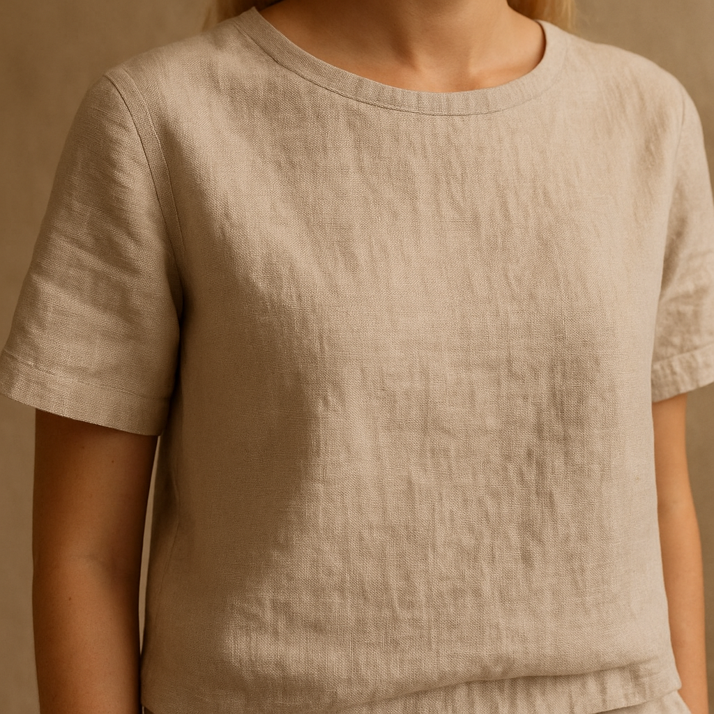 Women's Two-Piece Set | Short Sleeve Top Tapered Trousers