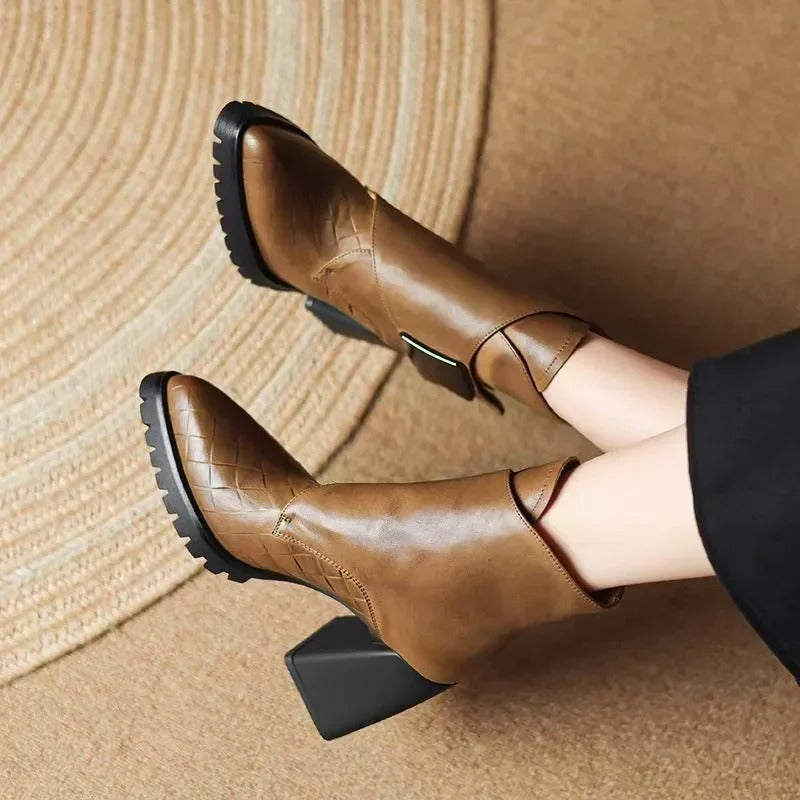 Taylor | Boots For Women | Ankle Block Heel With Strap Detail