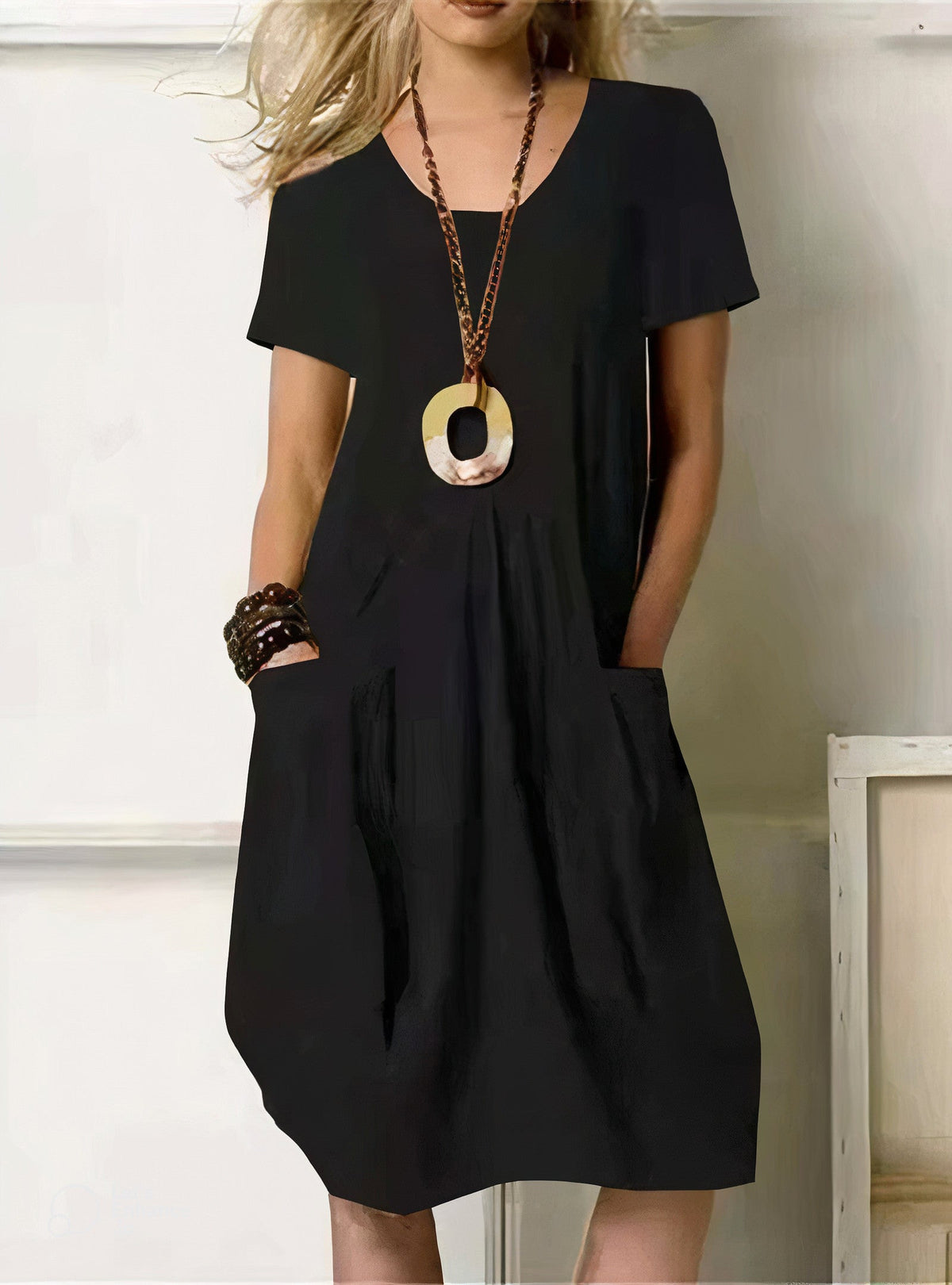 Women's Dress | Round Neckline Short Sleeve Cut Mini