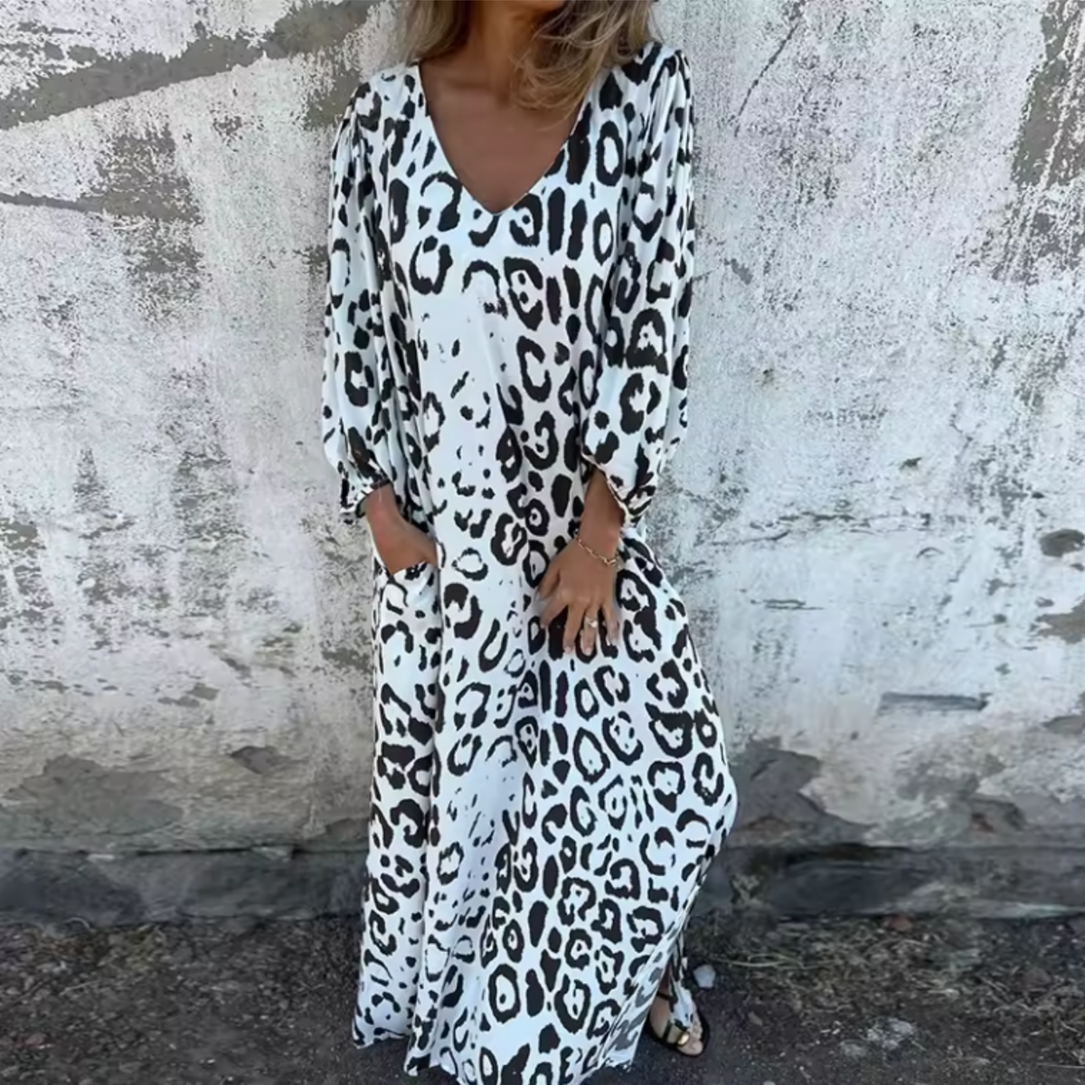 Louise | Women's Spring Dress | Printed Pocket Long Sleeve Maxi