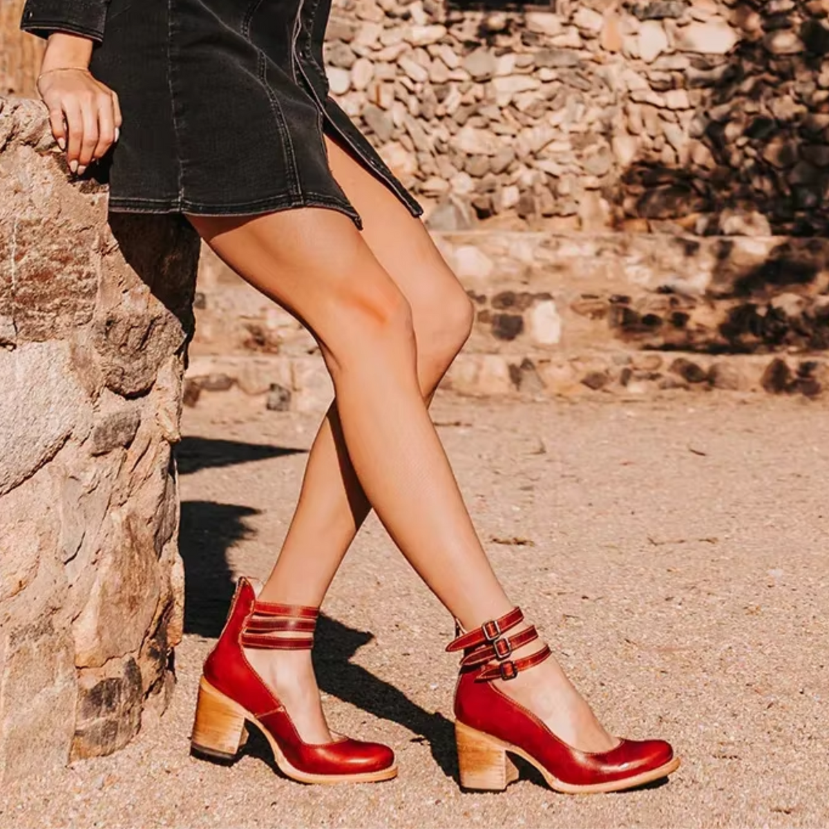 Martha | Heels For Women | Ankle Strap Block Heel Boot