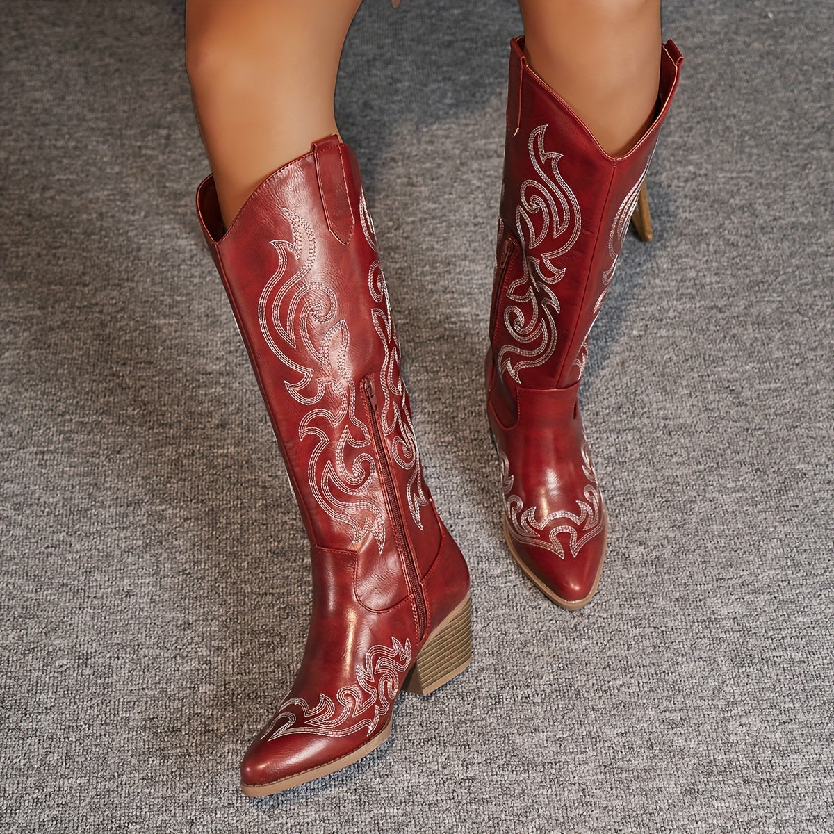 Della | Cowboy Boots For Women | Knee-High Block Heel