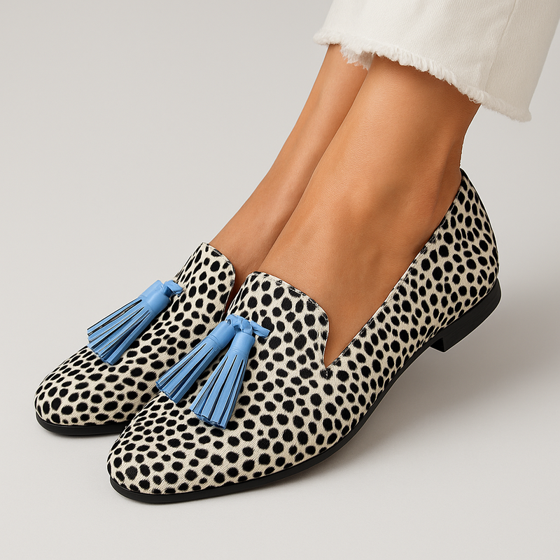 Annabel | Loafers for Women | Patterned Print Tassel Detail