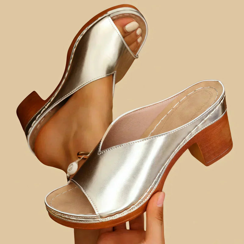 Iona | Sandals For Women | Open Toe Block Heel Slide