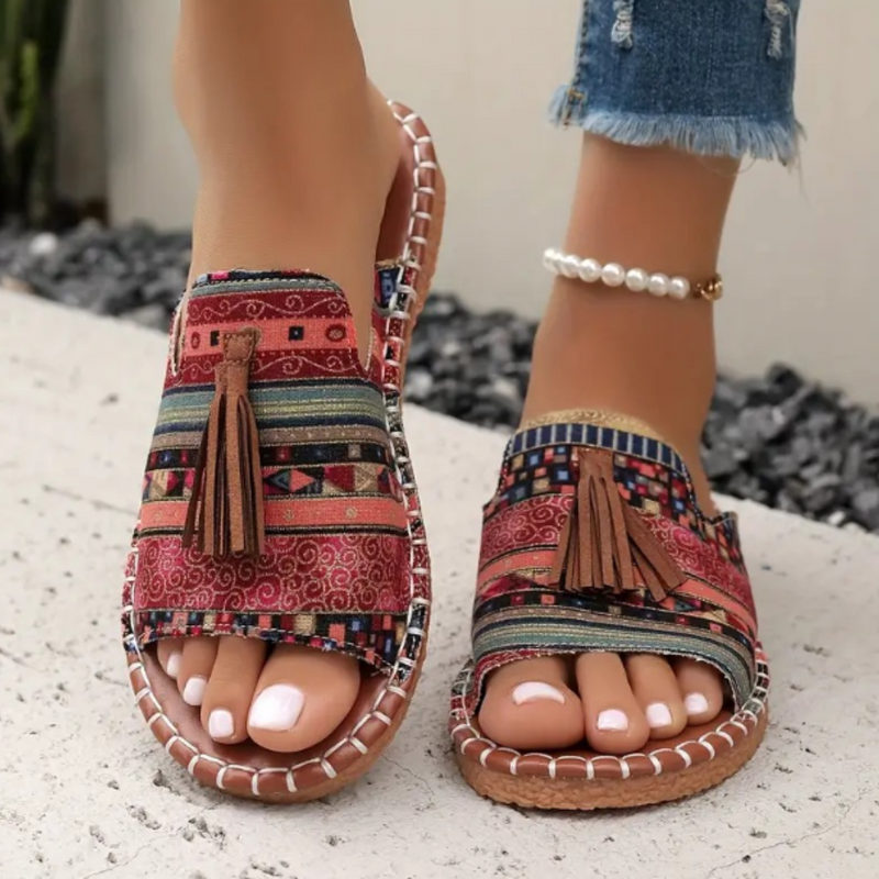 Linda | Sandals For Women | Open Toe Tassel Slide