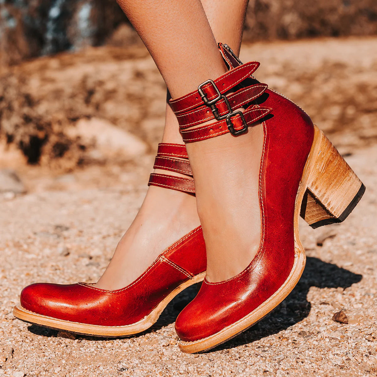 Heels For Women | Ankle Strap Block Heel Boot