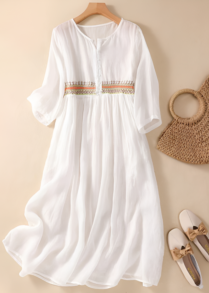 Diane | Women’s Dress | Embroidered Maxi V-Neck