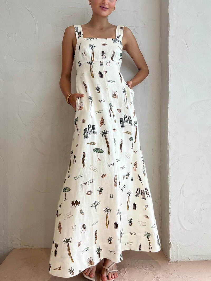 Callie | Women's White Maxi Dress | Square Neck