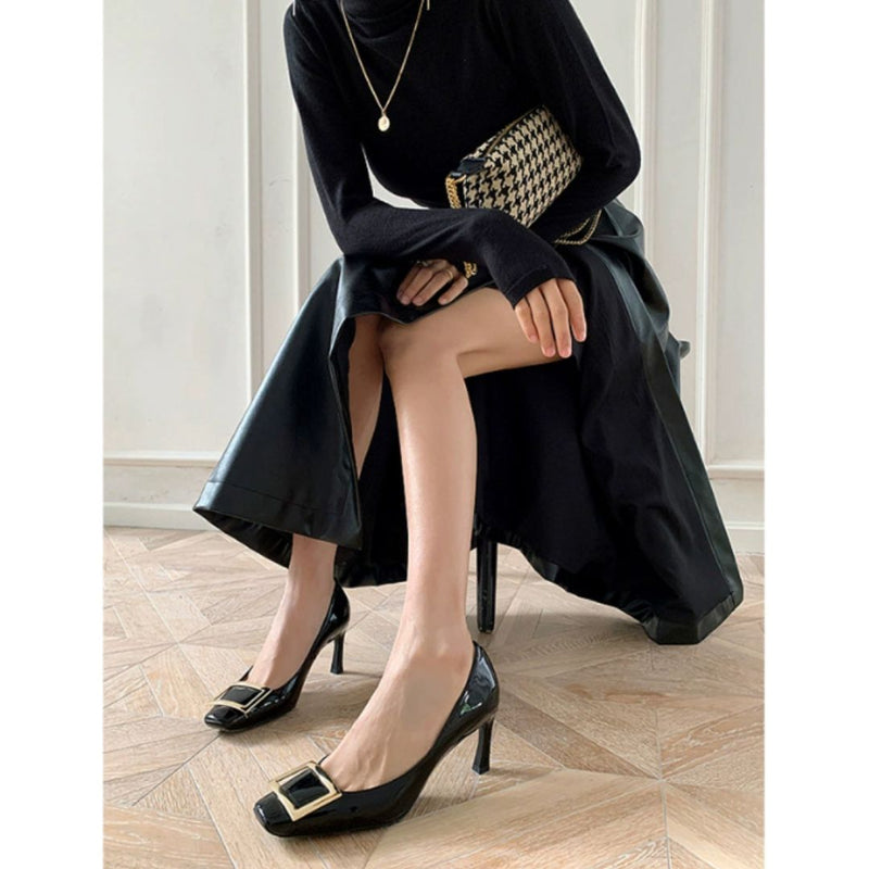Clara | Heels For Women | Square Toe Buckle Detail