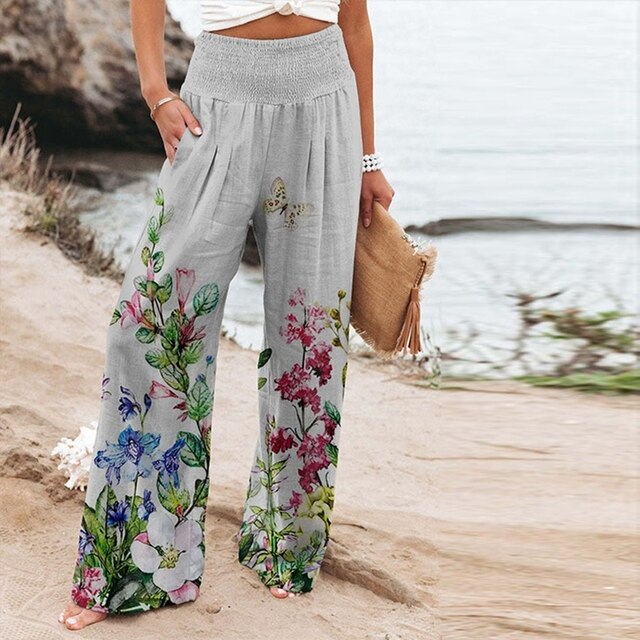 Women's Trousers | Wide-Leg Floral