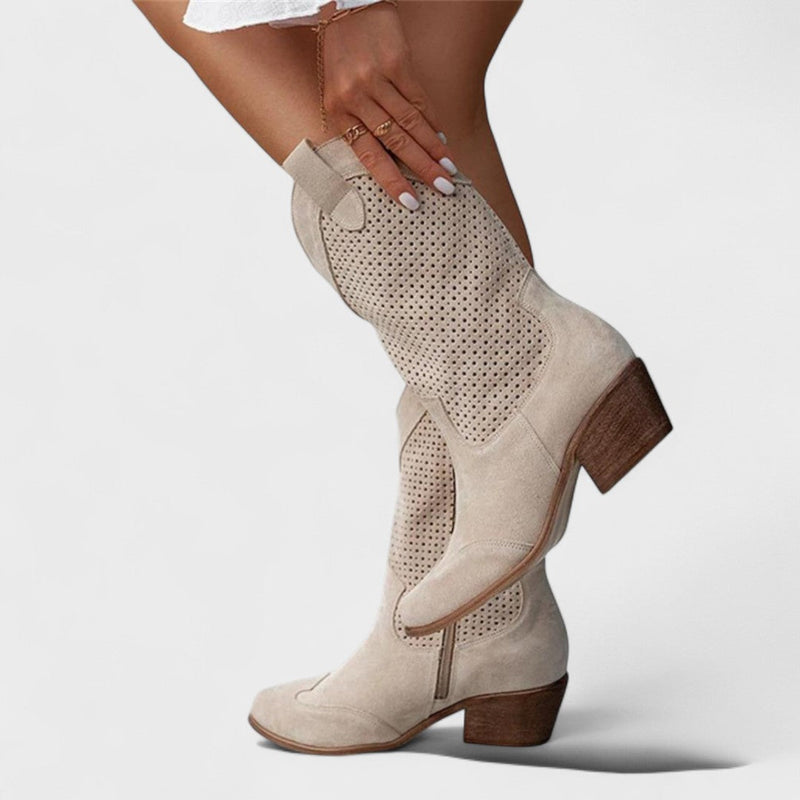 Wilma | Boots for Women | Mid-Calf Perforated Detail