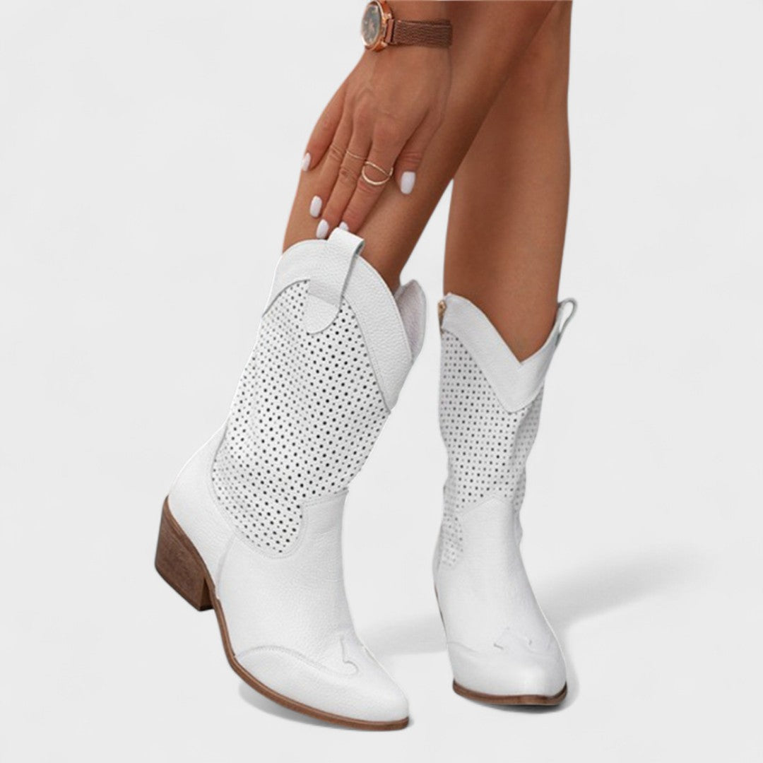 Boots for Women | Mid-Calf Perforated Detail