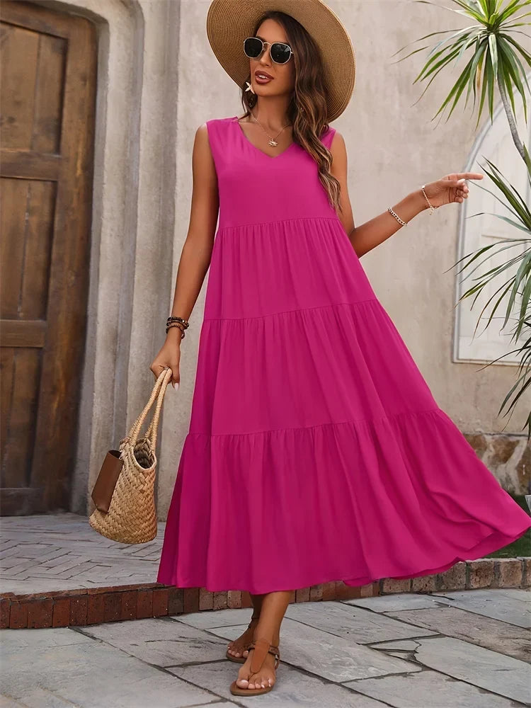Women’s Dress | Sleeveless V-Neck Maxi