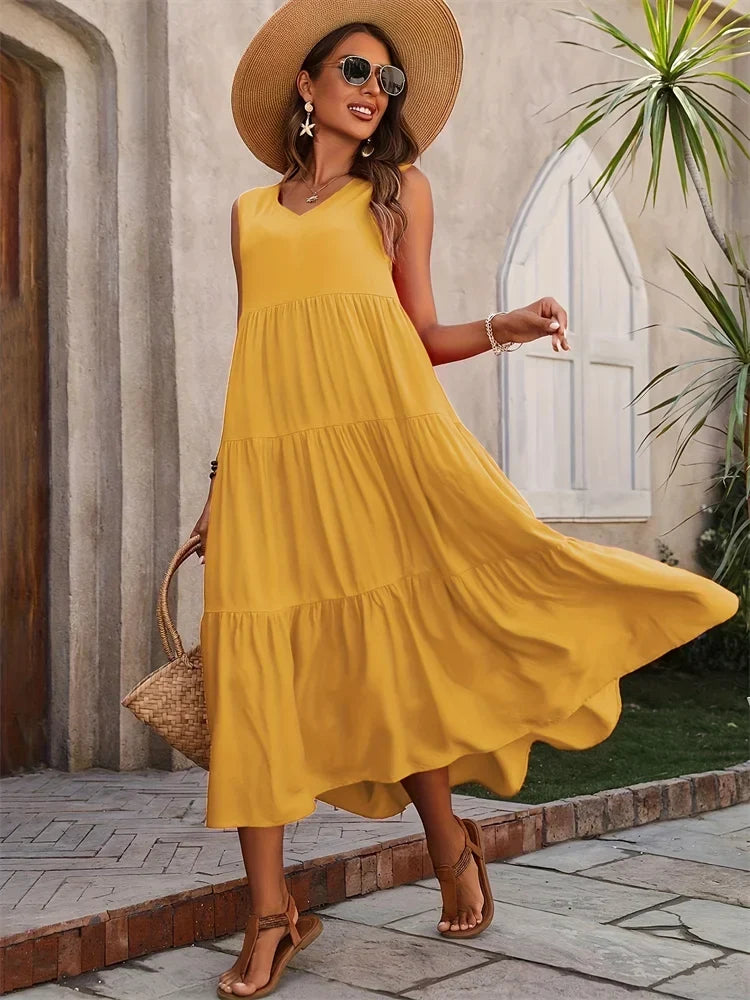 Women’s Dress | Sleeveless V-Neck Maxi