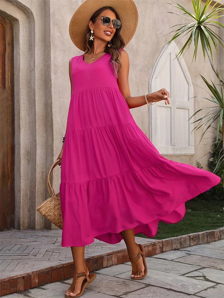 Women’s Dress | Sleeveless V-Neck Maxi