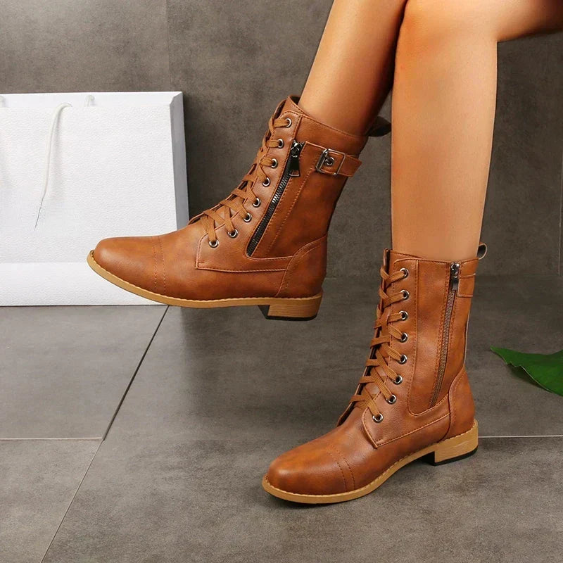 Mara | Boots For Women | Mid-Calf With Lace-Up Front