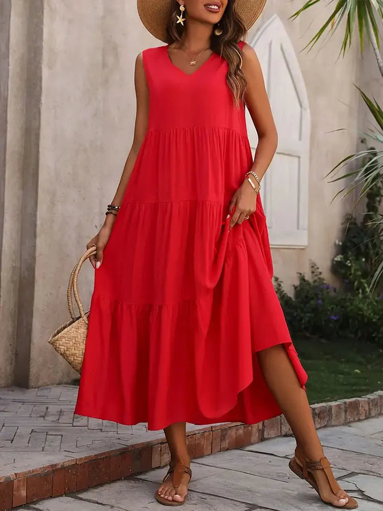 Hazel | Women’s Dress | Sleeveless V-Neck Maxi