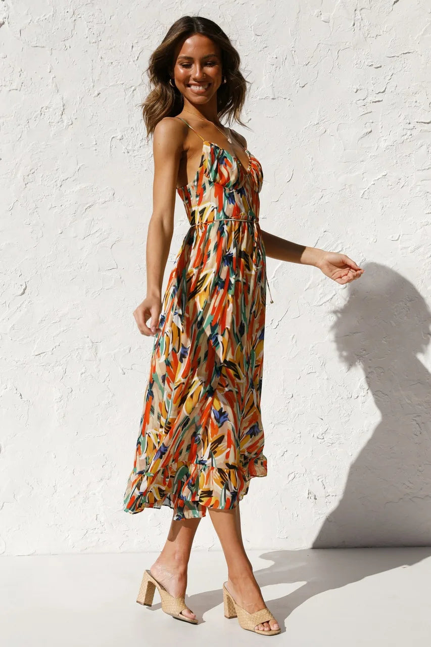 Women's Dress | Adjustable-style Shoulder Straps Midi