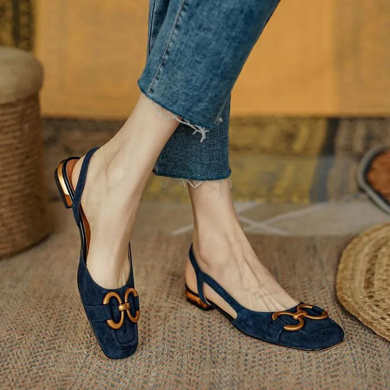 Bethan | Flats For Women | Slingback Square Toe Detail