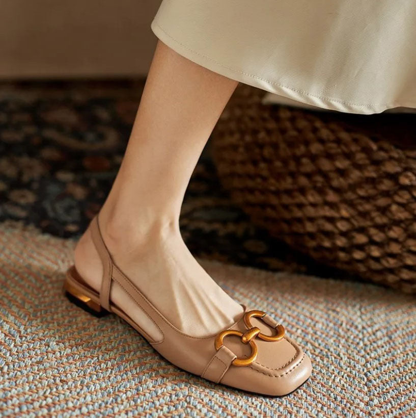 Flats For Women | Slingback Square Toe Detail