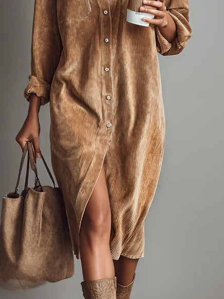 Bess | Women's Dress | Sleeve Midi Button Down Collar