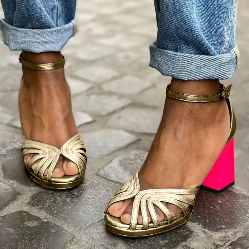 Octavia | Sandals For Women | Open Toe Ankle Strap Block Heel