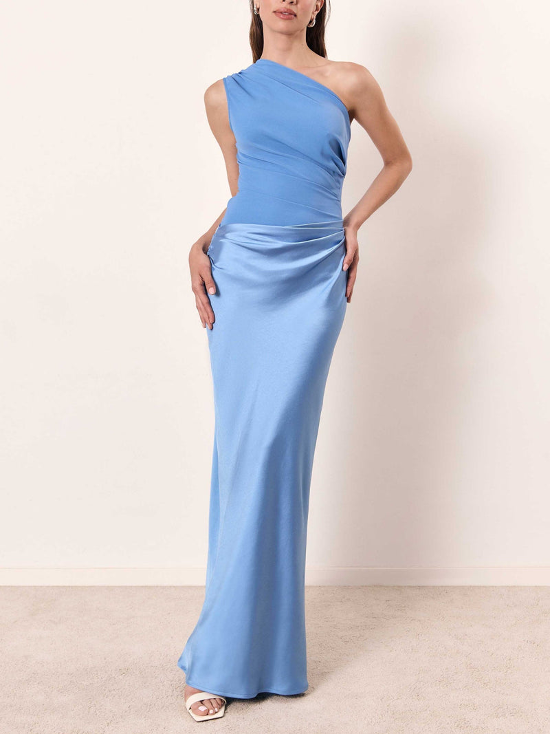 Jade | Women's Wedding Guest Maxi Dress | Asymmetric Pleated