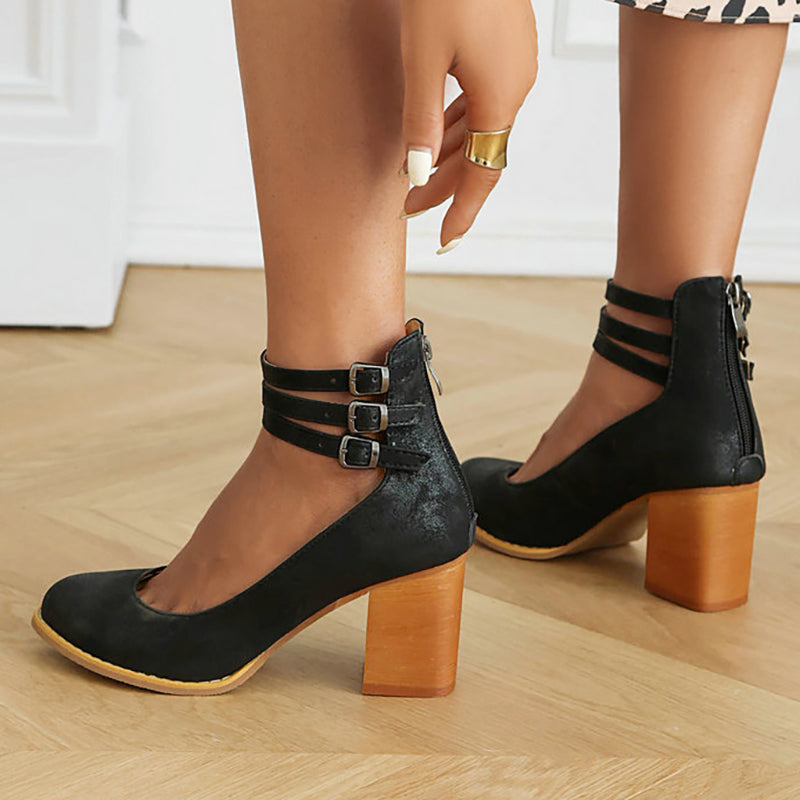 Noor | Heels For Women | Ankle Strap Block Heel
