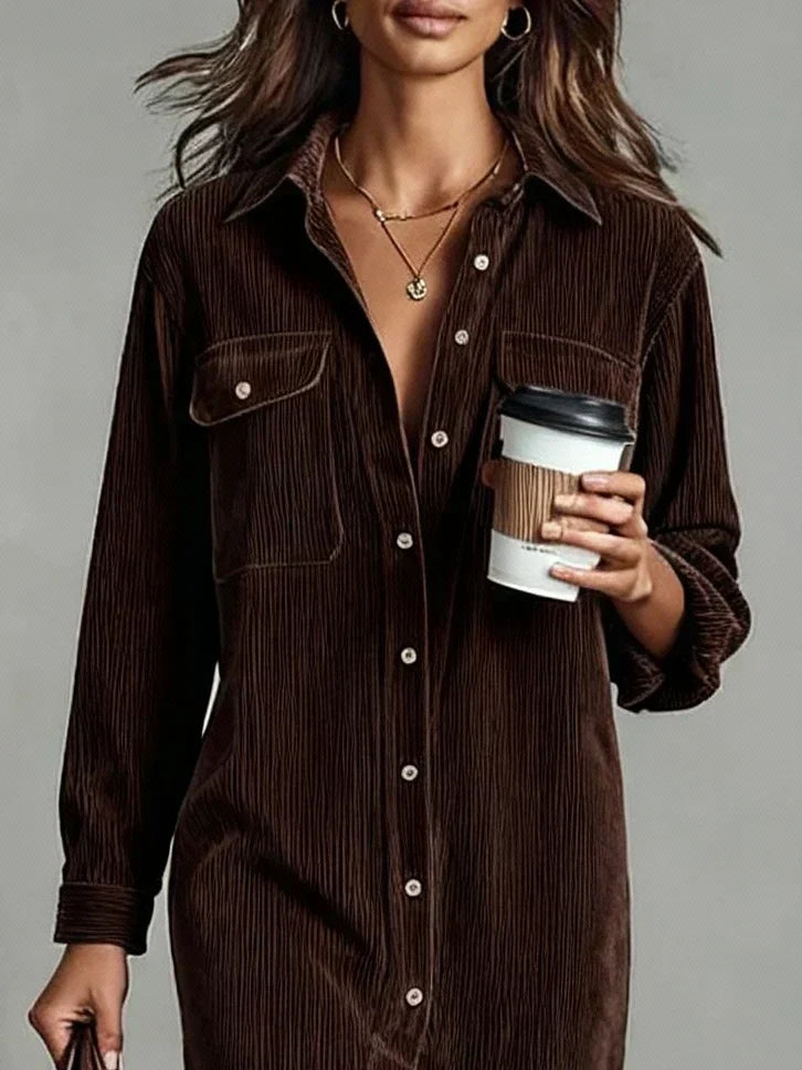 Bess | Women's Dress | Sleeve Midi Button Down Collar