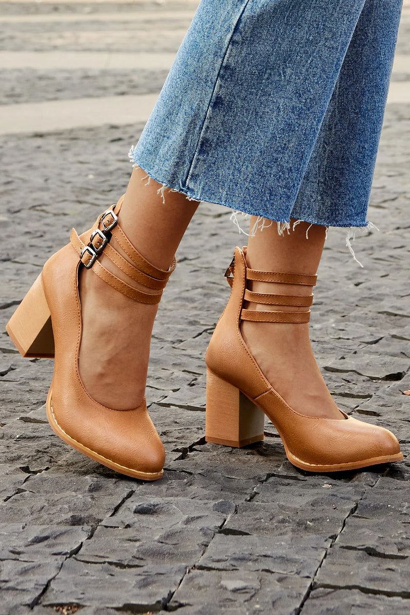 Noor | Heels For Women | Ankle Strap Block Heel