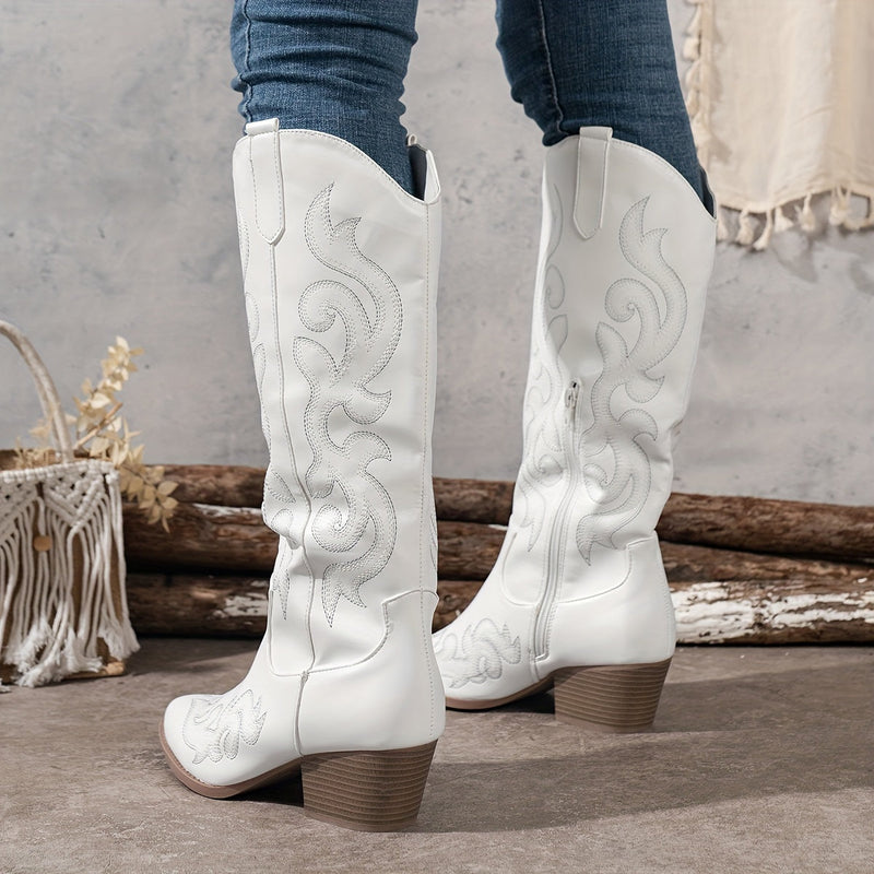 Della | Cowboy Boots For Women | Knee-High Block Heel