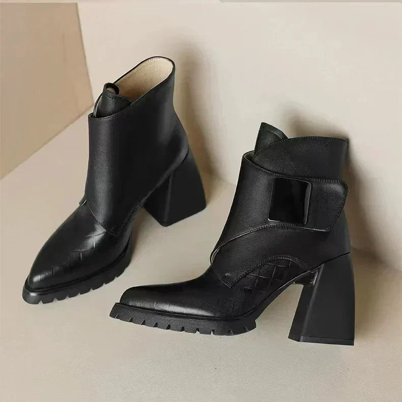 Boots For Women | Ankle Block Heel With Strap Detail