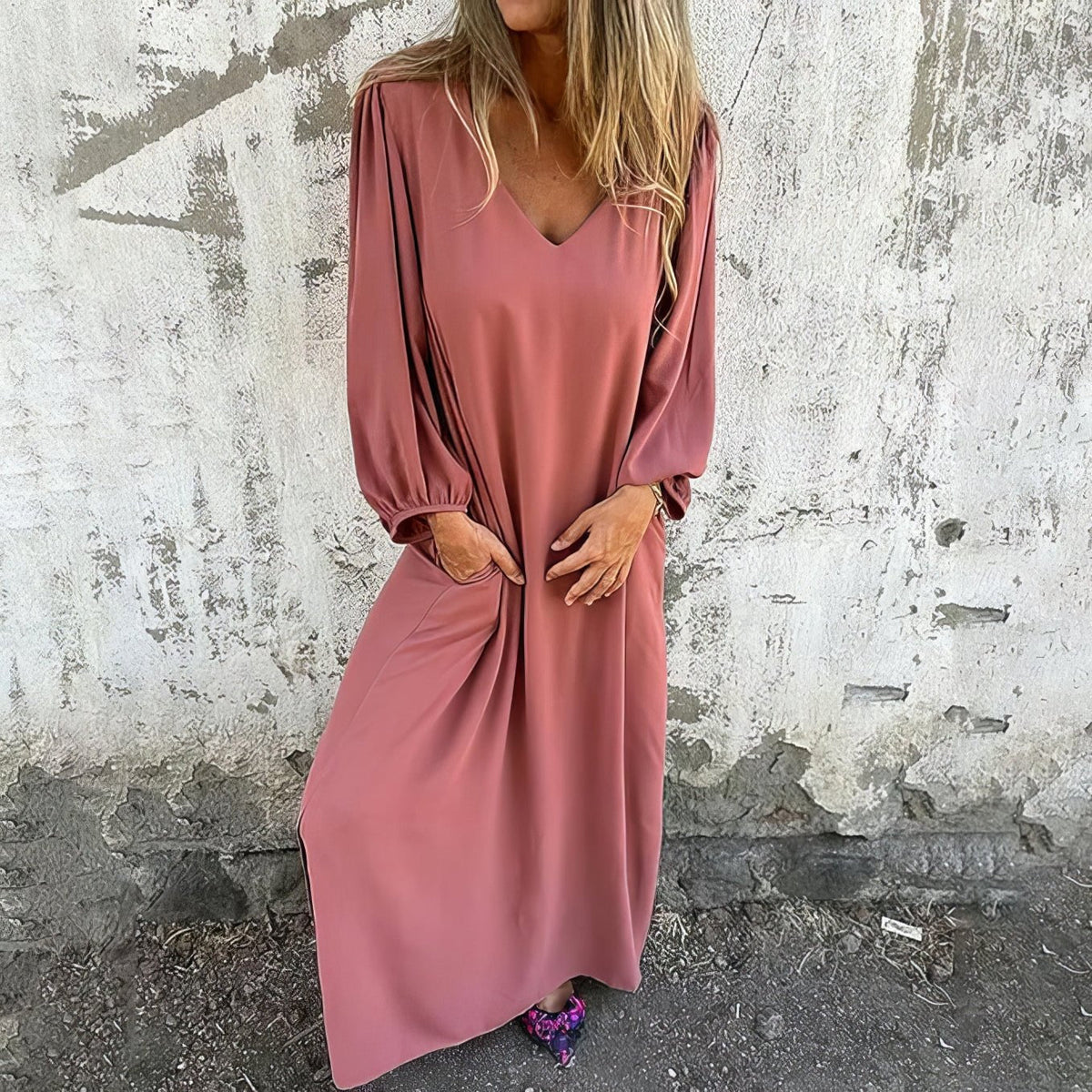Women’s Dress | Maxi V-Neck  with Pocket