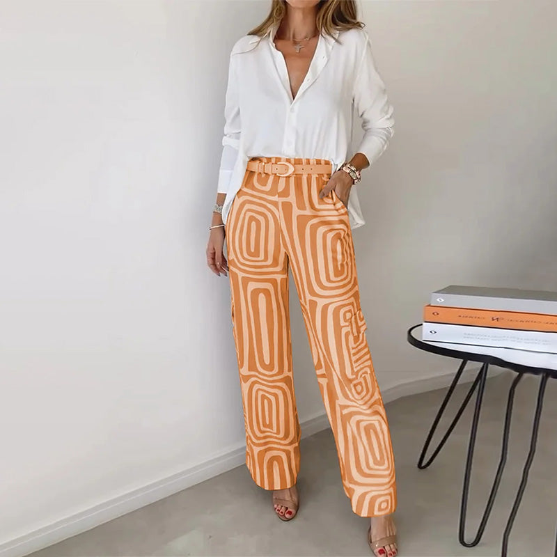 Women's Two-Piece Set | Long-sleeve Shirt and Matching Trousers