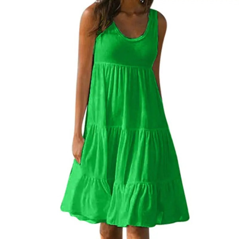 Eleri | Women’s Dress | Sleeveless Round Neck Midi